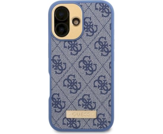 Guess GUHMP16SU4GPRB Hardcase 4G Logo Plate MagSafe Aizsargapvalks priekš iPhone 16 6.1" / zils Neoriģinālie Maciņi
