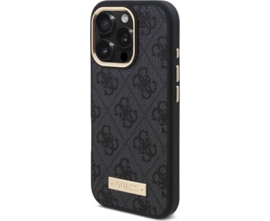 Guess GUHMP16LU4GPRK Hardcase 4G Logo Plate MagSafe Aizsargapvalks priekš iPhone 16 Pro 6.3" / melns Neoriģinālie Maciņi