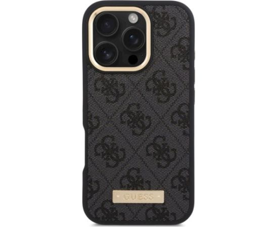 Guess GUHMP16LU4GPRK Hardcase 4G Logo Plate MagSafe Aizsargapvalks priekš iPhone 16 Pro 6.3" / melns Neoriģinālie Maciņi