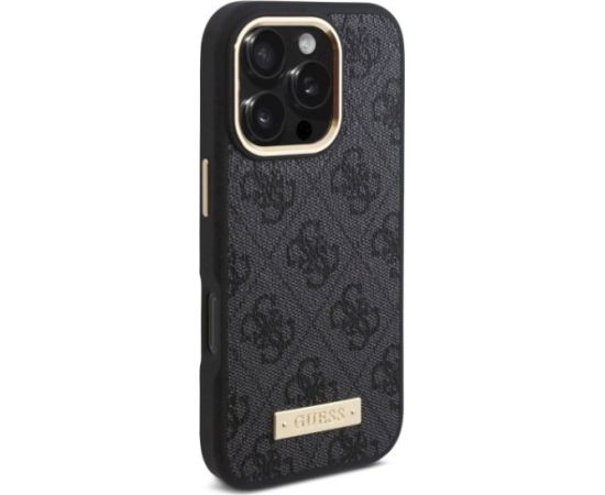Guess GUHMP16LU4GPRK Hardcase 4G Logo Plate MagSafe Aizsargapvalks priekš iPhone 16 Pro 6.3" / melns Neoriģinālie Maciņi