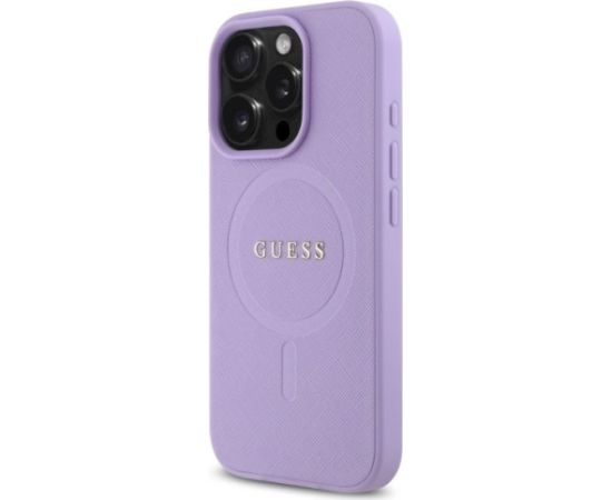 Guess GUHMP16LPSAHMCU Saffiano MagSafe Aizsargapvalks priekš iPhone 16 Pro 6.3" / violets Neoriģinālie Maciņi