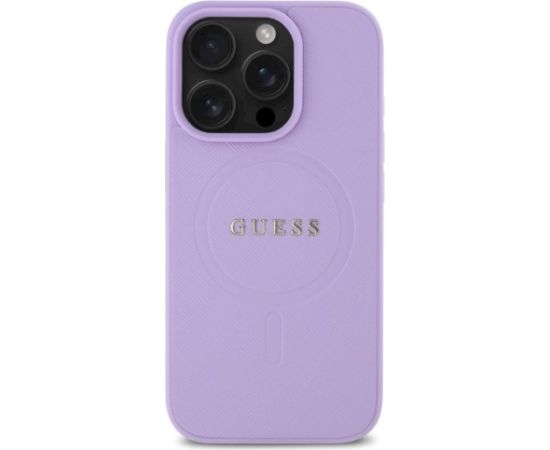 Guess GUHMP16LPSAHMCU Saffiano MagSafe Aizsargapvalks priekš iPhone 16 Pro 6.3" / violets Neoriģinālie Maciņi