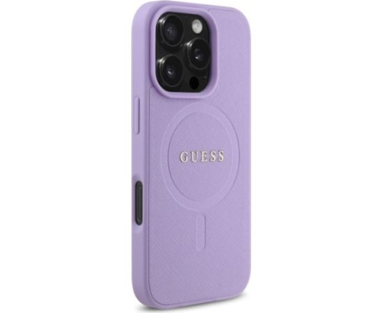 Guess GUHMP16LPSAHMCU Saffiano MagSafe Aizsargapvalks priekš iPhone 16 Pro 6.3" / violets Neoriģinālie Maciņi