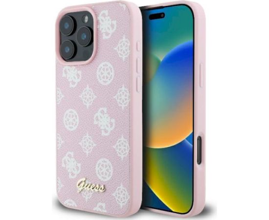 Guess GUHMP16LPGPYSP Peony Script Logo MagSafe Aizsargapvalks priekš iPhone 16 Pro 6.3" / rozā Neoriģinālie Maciņi