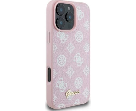 Guess GUHMP16LPGPYSP Peony Script Logo MagSafe Aizsargapvalks priekš iPhone 16 Pro 6.3" / rozā Neoriģinālie Maciņi