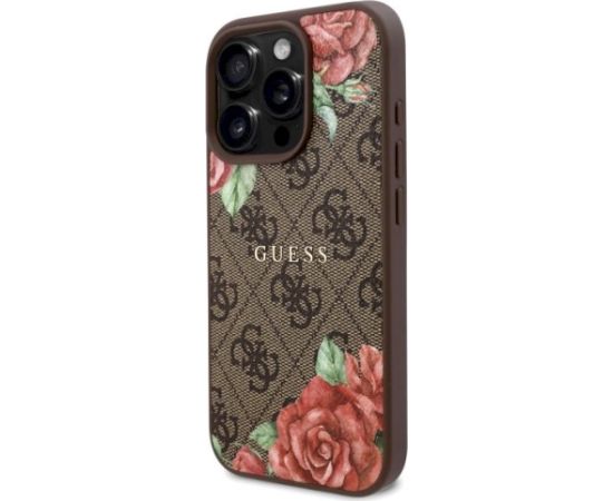 Guess GUHMP16LP4ROPEMCW Hardcase 4G Flowers Print MagSafe Aizsargapvalks priekš iPhone 16 Pro 6.3" / brūns Neoriģinālie Maciņi