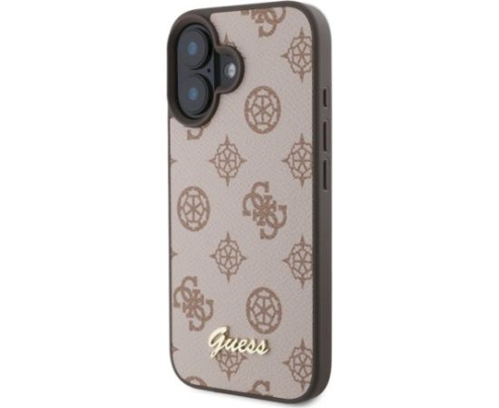 Guess GUHMP16SPGPYSW Peony Script MagSafe Aizsargapvalks priekš iPhone 16 6.1" / brūns Neoriģinālie Maciņi