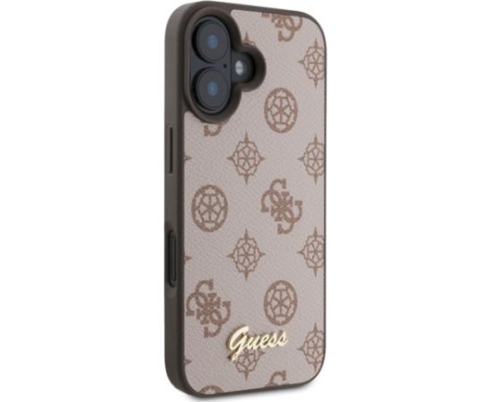 Guess GUHMP16SPGPYSW Peony Script MagSafe Aizsargapvalks priekš iPhone 16 6.1" / brūns Neoriģinālie Maciņi