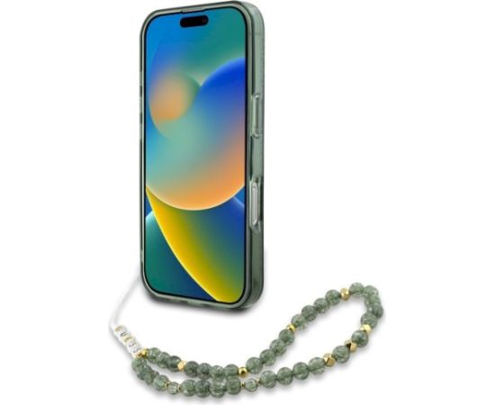 Guess GUHMP16SHCPOFPA Hardcase IML Flowers Allover Electro With Pearl St Aizsargapvalks priekš iPhone 16 6.1" / zaļš Neoriģinālie Maciņi