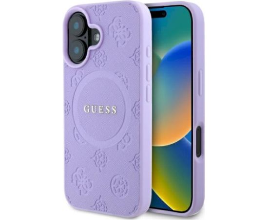 Guess GUHMP16MPSAPSMEU Hardcase Saffiano Peony Classic Logo Aizsargapvalks priekš iPhone 16 Plus 6.7" / violets Neoriģinālie Maciņi