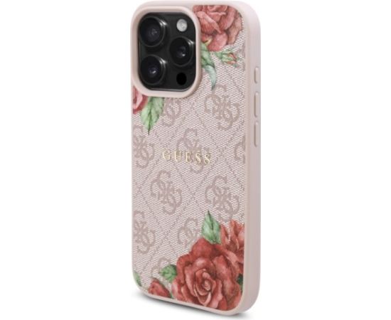 Guess GUHMP16XP4ROPEMCP Hardcase 4G Flowers Print MagSafe Aizsargapvalks priekš iPhone 16 Pro Max 6.9" / rozā Neoriģinālie Maciņi
