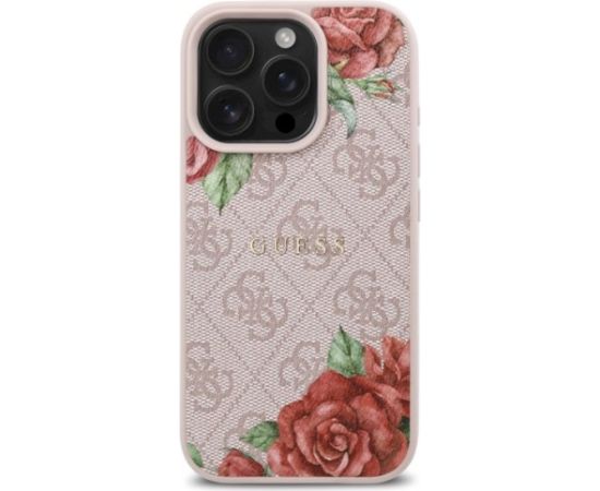 Guess GUHMP16XP4ROPEMCP Hardcase 4G Flowers Print MagSafe Aizsargapvalks priekš iPhone 16 Pro Max 6.9" / rozā Neoriģinālie Maciņi