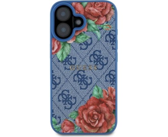 Guess GUHMP16SP4ROPEMCB Hardcase 4G Flowers Print MagSafe Aizsargapvalks priekš iPhone 16 6.1" / zils Neoriģinālie Maciņi