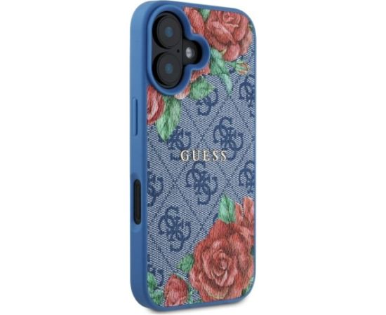 Guess GUHMP16SP4ROPEMCB Hardcase 4G Flowers Print MagSafe Aizsargapvalks priekš iPhone 16 6.1" / zils Neoriģinālie Maciņi