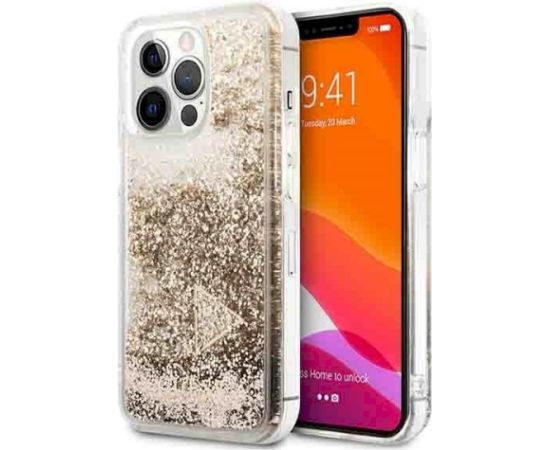 Guess GUOHCP14LGLHFLGO Glitter Charms Aizsargapvalks priekš iPhone 14 Pro 6,1" / zelta Neoriģinālie Maciņi