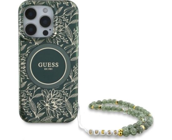 Guess GUHMP16XHCPOFPA Hardcase IML Flowers Allover Electro Wit Aizsargapvalks priekš iPhone 16 Pro Max 6.9" / zaļš Neoriģinālie Maciņi