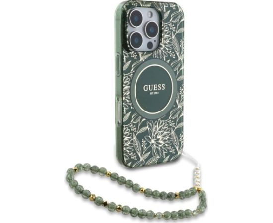 Guess GUHMP16XHCPOFPA Hardcase IML Flowers Allover Electro Wit Aizsargapvalks priekš iPhone 16 Pro Max 6.9" / zaļš Neoriģinālie Maciņi