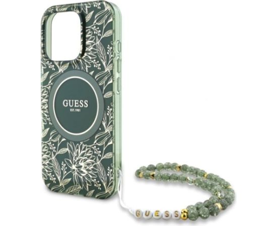 Guess GUHMP16XHCPOFPA Hardcase IML Flowers Allover Electro Wit Aizsargapvalks priekš iPhone 16 Pro Max 6.9" / zaļš Neoriģinālie Maciņi