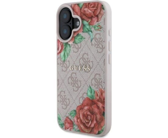 Guess GUHMP16SP4ROPEMCP Hardcase 4G Flowers Print MagSafe Aizsargapvalks priekš iPhone 16 6.1" / rozā Neoriģinālie Maciņi