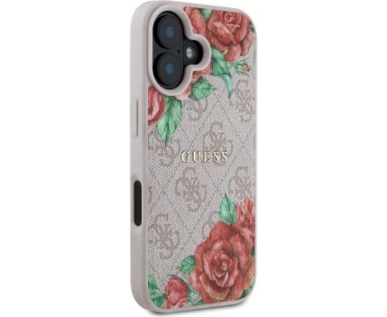 Guess GUHMP16SP4ROPEMCP Hardcase 4G Flowers Print MagSafe Aizsargapvalks priekš iPhone 16 6.1" / rozā Neoriģinālie Maciņi