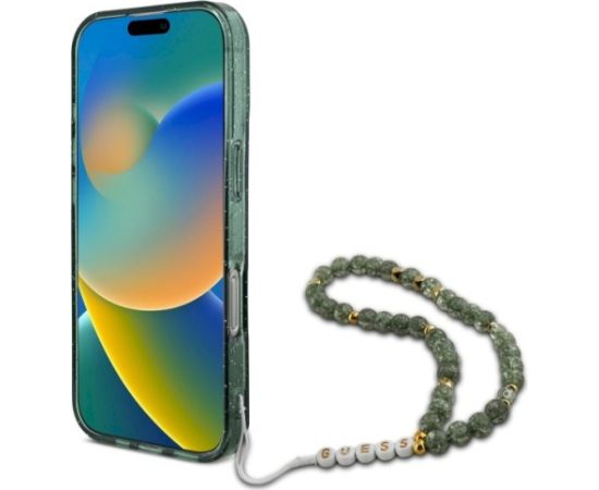 Guess GUHMP16XHGCRELSA Hardcase IML Glitter With Pearl Aizsargapvalks priekš iPhone 16 Pro Max 6.9" / zaļš Neoriģinālie Maciņi