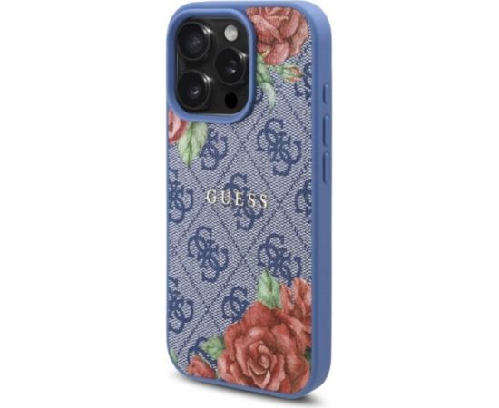 Guess GUHMP16XP4ROPEMCB Hardcase 4G Flowers Print MagSafe Aizsargapvalks priekš iPhone 16 Pro Max 6.9" / zils Neoriģinālie Maciņi