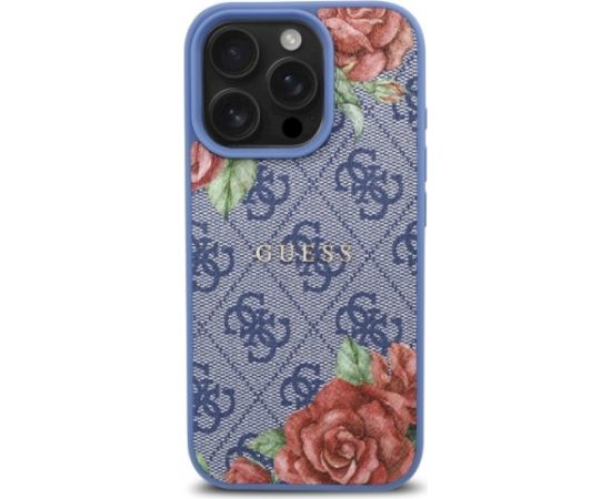 Guess GUHMP16XP4ROPEMCB Hardcase 4G Flowers Print MagSafe Aizsargapvalks priekš iPhone 16 Pro Max 6.9" / zils Neoriģinālie Maciņi