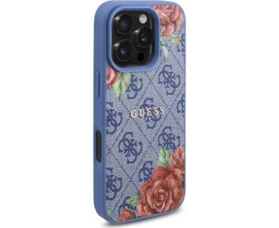 Guess GUHMP16XP4ROPEMCB Hardcase 4G Flowers Print MagSafe Aizsargapvalks priekš iPhone 16 Pro Max 6.9" / zils Neoriģinālie Maciņi