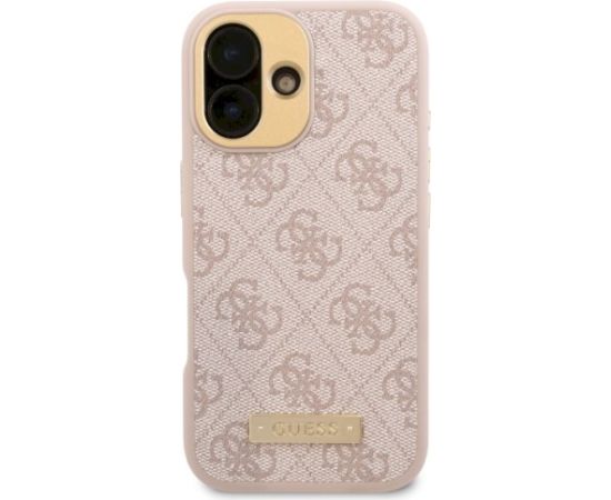 Guess GUHMP16SU4GPRP Hardcase 4G Logo Plate MagSafe Aizsargapvalks priekš iPhone 16 6.1" / rozā Neoriģinālie Maciņi