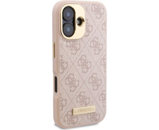 Guess GUHMP16SU4GPRP Hardcase 4G Logo Plate MagSafe Aizsargapvalks priekš iPhone 16 6.1" / rozā Neoriģinālie Maciņi