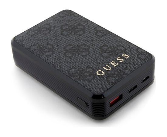 Guess Powerbank 18W GUPB10DP4GEGK 10000mAh 4G Leather Metal Logo Uzlādes akumulators / melns Power Banks