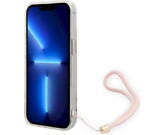 Guess GUOHCP14MH4STP Hardcase 4G Print Strap Aizsargapvalks priekš iPhone 14 Plus / 15 Plus 6.7" / rozā Neoriģinālie Maciņi
