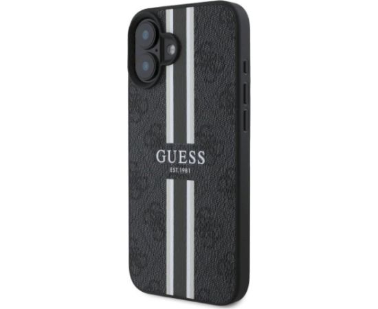 Guess GUHMP16SP4RPSK 4G Printed Stripes MagSafe Aizsargapvalks priekš iPhone 16 6.1" / melns Neoriģinālie Maciņi