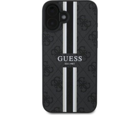 Guess GUHMP16SP4RPSK 4G Printed Stripes MagSafe Aizsargapvalks priekš iPhone 16 6.1" / melns Neoriģinālie Maciņi