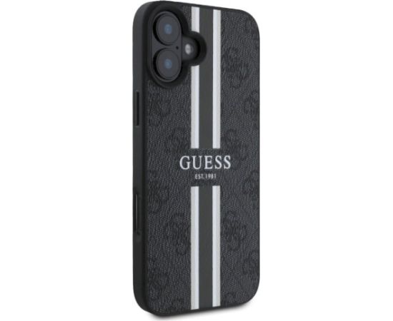 Guess GUHMP16SP4RPSK 4G Printed Stripes MagSafe Aizsargapvalks priekš iPhone 16 6.1" / melns Neoriģinālie Maciņi