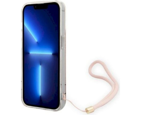 Guess GUOHCP14LH4STP Hardcase 4G Print Strap Aizsargapvalks priekš iPhone 14 Pro 6,1" / rozā Neoriģinālie Maciņi