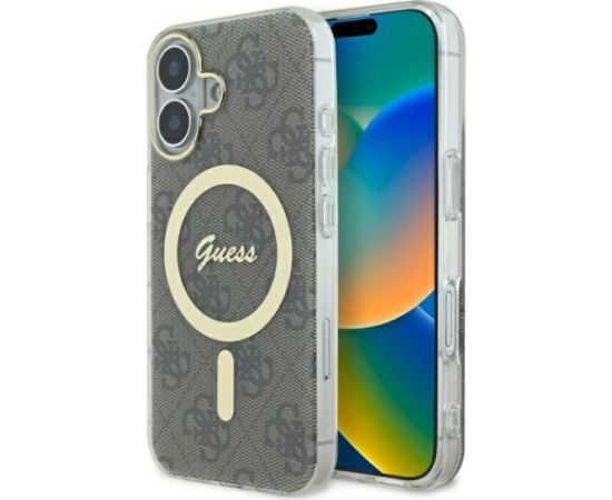 Guess GUHMP16MH4STW Hardcase IML 4G MagSafe Aizsargapvalks priekš iPhone 16 Plus 6.7" / brūns Neoriģinālie Maciņi