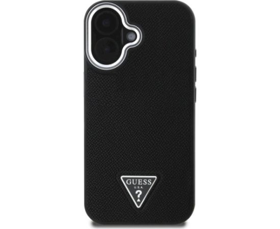 Guess GUHMP16MPGTSPSK Hardcase Grained Triangle MagSafe Aizsargapvalks priekš iPhone 16 Plus 6.7" / melns Neoriģinālie Maciņi