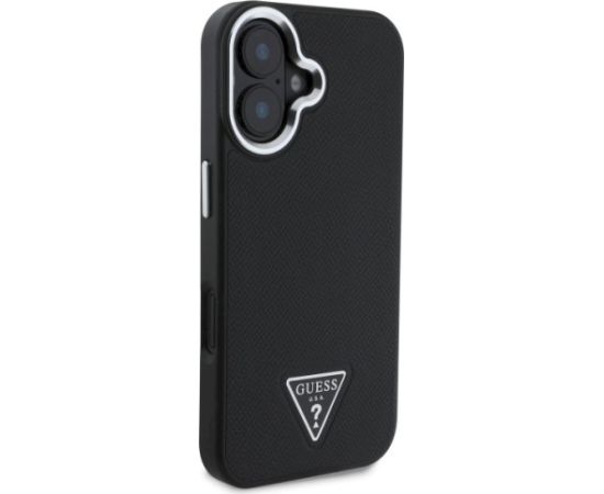 Guess GUHMP16MPGTSPSK Hardcase Grained Triangle MagSafe Aizsargapvalks priekš iPhone 16 Plus 6.7" / melns Neoriģinālie Maciņi