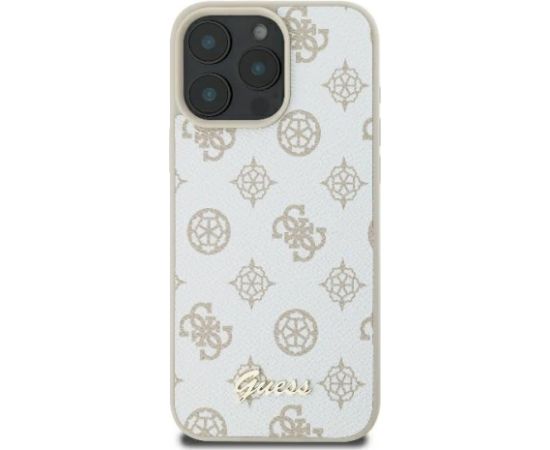 Guess GUHMP16LPGPYSH Peony Script Logo MagSafe Aizsargapvalks priekš iPhone 16 Pro 6.3" / balts Neoriģinālie Maciņi