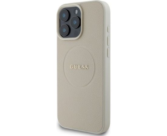 Guess GUHMP16XPGHSMME Hardcase Grained Ring MagSafe Aizsargapvalks priekš iPhone 16 Pro Max 6.9" / bēšs Neoriģinālie Maciņi