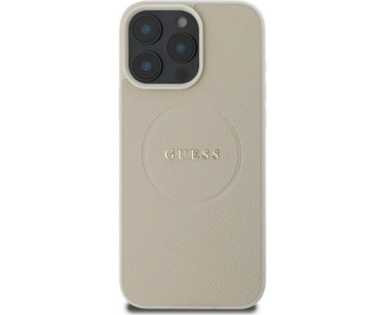 Guess GUHMP16XPGHSMME Hardcase Grained Ring MagSafe Aizsargapvalks priekš iPhone 16 Pro Max 6.9" / bēšs Neoriģinālie Maciņi