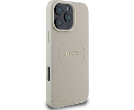 Guess GUHMP16XPGHSMME Hardcase Grained Ring MagSafe Aizsargapvalks priekš iPhone 16 Pro Max 6.9" / bēšs Neoriģinālie Maciņi