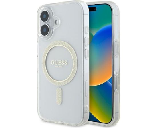 Guess GUHMP16SHFGERET IML Glitter Circle MagSafe Aizsargapvalks priekš iPhone 16 6.1" Neoriģinālie Maciņi