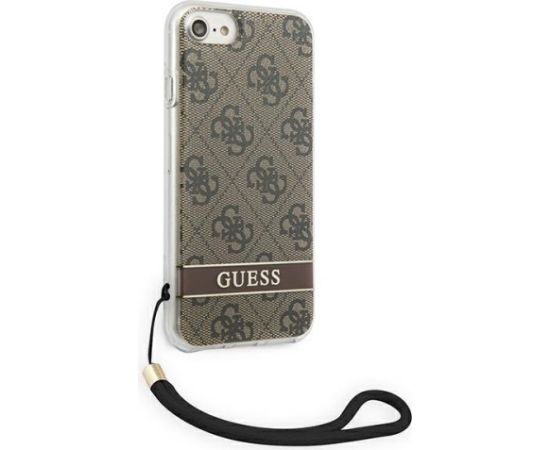 Guess GUOHCI8H4STW Hardcase 4G Print Strap Aizsargapvalks priekš iPhone SE 2022 / SE2020 / 7 / 8 / brūns Neoriģinālie Maciņi