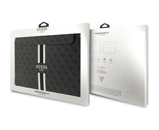 Guess Sleeve GUCS16P4RPSK Klēpjdatora maciņš 16" 4G Printed Stripes / melns Somas portatīvajiem datoriem