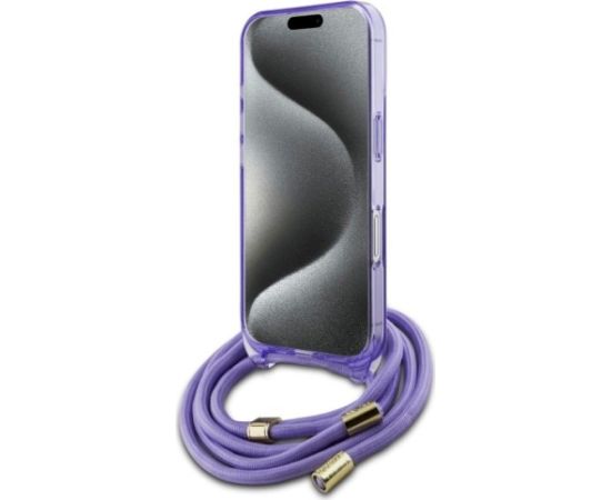 Guess GUHMP16SHCTSGNSU Crossbody Cord Script MagSafe Aizsargapvalks priekš iPhone 16 6.1" / violets Neoriģinālie Maciņi