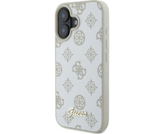 Guess GUHMP16SPGPYSH Aizsargapvalks priekš iPhone 16 6.1" Peony Script Logo MagSafe / balts Neoriģinālie Maciņi