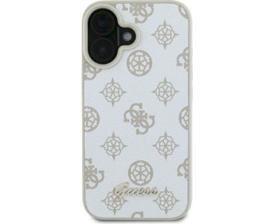 Guess GUHMP16SPGPYSH Aizsargapvalks priekš iPhone 16 6.1" Peony Script Logo MagSafe / balts Neoriģinālie Maciņi
