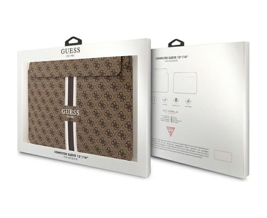 Guess Sleeve GUCS14P4RPSW Klēpjdatora maciņš 14" 4G Printed Stripes / brūns Somas portatīvajiem datoriem